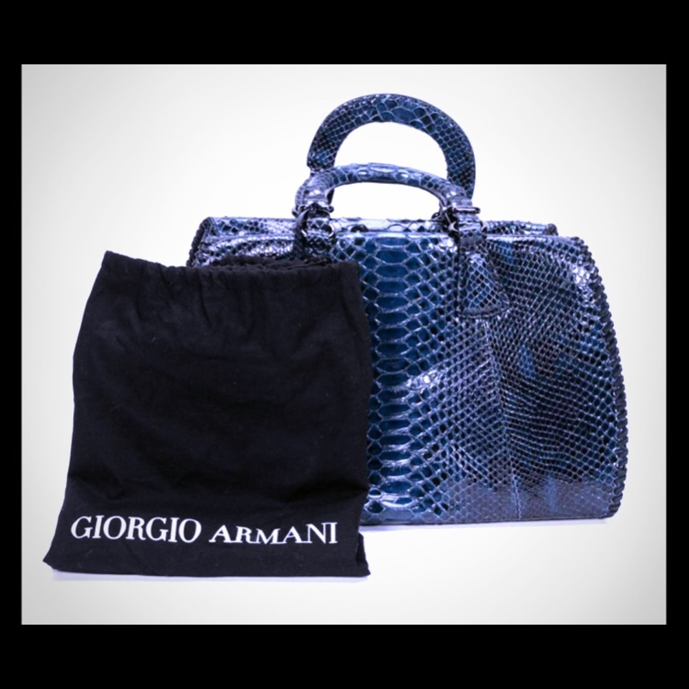 A blue python Giorgio Armani satchel
